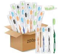 200 Pack Prepasted Disposable Toothbrushes Bulk - Individually Wrapped Toothbrushes with Toothpaste - Travel Size Manual Toothbrush for Homeless Donation, Hotel, Gym & Camping, 4 Colors