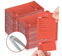 200 Pack Red Repair Tags with Wire Rope Service Repair Tags Numbered with Wire Durable 2.6 x 5.25 Inch Labels for Production Equipment Maintenance Price Notice with Stub (200)
