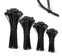 200 Pack Reusable Zip Ties Assorted Sizes 6+8+10+12 Inch, 55lb Heavy Duty Releasable Cable Ties Black, UV Resistant Outdoor Tie Wraps with Round Ending No Hurt, Removable & Adjustable