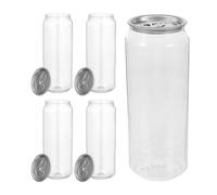 200-Pack Sealable Leakproof Disposable Plastic Can Sealer Cups with Aluminum Lids, Clear Beverage Cans for Smoothies & Iced Coffee