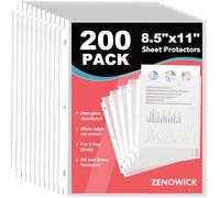 200 Pack Sheet Protectors 8.5 x 11 inch Clear Page Protectors for 3 Ring Binder, Plastic Sleeves for Papers, Document