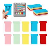 200 Pack Size 2 T-Card Planning Card Re-Fills 180gsm Colored T Cards Red Yellow Blue Pink Green for Pegboard Office Wall Planner System W60x Bottom W48X Full H85mm