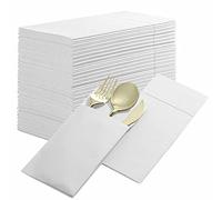 200-Pack White Linen-Feel Dinner Napkins with Flatware Pocket, Soft & Thick Disposable NapkinsWth Pocket For Silverware for Table Settings, Events, Catering & Hosting