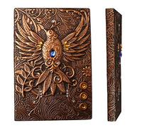 200 Pages A5 Vintage Leather Notebook, 3D Embossed Phoenix Notebook Travel Journal Notepad Copper Phoenix Notebook Diary Travel Journal for School Office Christmas Birthday Gifts