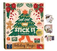 200+ Pages Holiday Magic Collage Activity Book, Scrapbooking and Crafting Kit, Die-Cut Stickers and Wrapping Paper for Journaling, Card Making & Creative Projects (1PC)