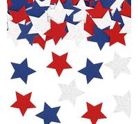 200 Pcs 1 Inch Large Glitter Star Shaped Confetti Big Star Table Scatter Paper Stars Party Confetti Shiny Stars Party Decor Sparkle Table Top Decorations for Birthday Graduation Red Blue Silver