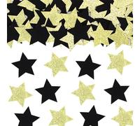 200 Pcs 1 Inch Large Glitter Star Shaped Confetti Big Star Table Scatter Paper Stars Party Confetti Shiny Stars Party Decor Sparkle Table Top Decorations for Birthday Graduation Black Golden