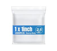 200 Pcs 1" x 1" Small Thick Heavy Duty Clear Reclosable Zip Poly Lock Bags Durable Seal Resealable Zipper Bags Jewelry Earrings Pill Zip Bag