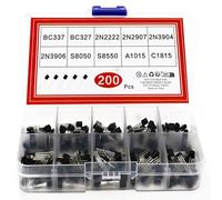 200 Pcs 10 Values A1015 BC337 BC327 C1815 S8050 S8550 2N2222 2N2907 2N3904 2N39006 PNP NPN Power General Purpose Transistors Assortment Kit