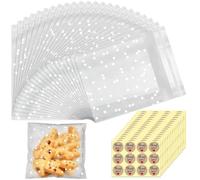 200 Pcs 10 X 10 Cm Clear Cookie Cake Biscuit Polka Dot Opp Bags Small Cellophane Plastic Sweet Self Seal Cookie Packaging Wrapper Bags Clear Self Adhesive Diy for Food Biscuit Candy Jewelry