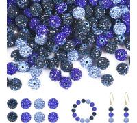 200 Pcs 10mm Rhinestone Beads for Jewelry Making, Dark Blue Shiny Round Shamballa Disco Baseball Necklace Beads Sparkle Crystal Clay Pave Rhinestones Bead for DIY Bracelet Earring Making Supplies