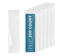 200 Pcs -3" x 11" Zip Bags-Resealable Poly Baggies with Zip Top Lock for Packaging & Shipping Incense, Necklaces & Jewelry.