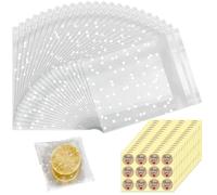 200 Pcs 5.5 x 5.5cm Clear Cookie Cake Biscuit Polka Dot Opp Small Cellophane Plastic Sweet Bags Self Seal Cookie Packaging Wrapper Clear Self Adhesive Bags Diy for Food Biscuit Candy Jewelry