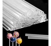 200 Pcs 6" Flat Clear Sticks, Acrylic Lollipop & Cake Pop Sticks for Cake Toppers, Candy Treats and DIY Dessert Decorations, Reusable Cupcake/Chocolate/Cookie Display Rods