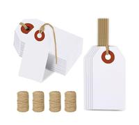 200 Pcs 70x35mm Large White Price Tags with String Attached, Paper String Tags for Pricing, Reinforced Hole Labels for Labeling Gift Clothing Inventory