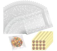 200 Pcs 8 X 10 cm Clear Cookie Cake Biscuit Polka Dot Opp Bags Small Cellophane Plastic Sweet Self Seal Cookie Packaging Wrapper Clear Self Adhesive Bags Diy for Food Biscuit Candy Jewelry