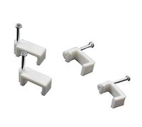 200 PCS 8mm Flat Ethernet Cable Wire Clips Single Coaxial Cable Clamps with Nail for Ethernet Cable Management