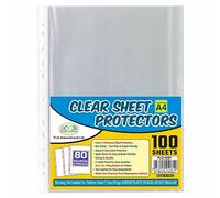 200 Pcs - A4 Punched Pockets Filing Folders Strong Clear Sheet Protector Heavy Duty Poly Wallet Document File Binder Poly Pockets Everyday Use for Home School Office (80 Microns)