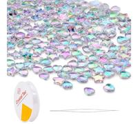 200 Pcs Acrylic Star Heart Bead Set, Rainbow Heart & Star Shape Beads, AB Color Star & Heart Spacer Charms with Beading Thread and Open Beading Needle for DIY Jewelry Craft Making