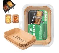 200 Pcs Air Fryer Liners, Disposable Airfryer Parchment Paper Liners, 8x5.5 inch, Unbleached and Greaseproof, Air Fryer Accessories for Ninja, Cosori, Tower and Other Dual Zone Air Fryer