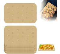 200 Pcs Air Fryer Paper Liner, Non-Stick Perforated Rectangle Airfryer Liners (5.5in*8in), Disposable Air Fryer Liners Dual Parchment Paper Compatible with Ninja AF400UK AF300UK Tower Salter (Brown)