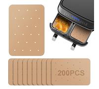200 Pcs Air Fryer Paper Liners, Air Fryer Parchment Paper Liners for Ninja Foodi Dual Air Fryer, Nonstick Perforated Parchment Paper for Ninja DZ201 DZ401 for Air Fryer and Bamboo Steaming Basket