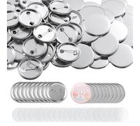 200 PCS Badge Making Kit, Button Maker Parts 32mm Pin Back Button Badges Round Metal and Plastic Personalised Badges Make Your Own for DIY Crafts Decoration Gifts Bag