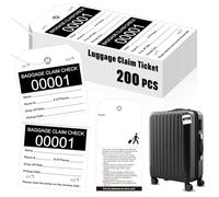 200 Pcs Baggage Claim Tag Hotel Luggage Tag Bulk with White String Paper Baggage Claim Check Tags Perforated Claim Ticket Black Luggage Id Tickets Serial Numbering for Hotel Motel Bag Storage