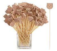 200 Pcs Bamboo Cocktail Picks 4.7 Inch Bear Face Cocktail Sticks Food Picks Garnish Sticks Decorative Toothpicks for Appetizers, Fruits, Dessert, Baby Shower, Birthday Wedding, Party Supplies(Bear)