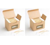 200 Pcs Bamboo Cotton Buds Eco Friendly Biodegradable Swabs with Soft Tips and Strong Stems Gentle Durable Sustainable and Natural Alternative to Plastic for Everyday Use (Pack of 2)