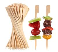 200 Pcs Bamboo Skewers for Appetizers, Fancy Toothpicks 18 cm | Cocktail Sticks Mini Food Tooth Picks for Charcuterie Drinks Desserts Wedding Party, Flat Paddle Decorative Board Supplies