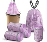 200 PCS Bin Bags Lavender Scented Small 2.6 Gallon Trash Bags 10-15L Bin Liners with Drawstrings for Home Office Kitchen & Bathroom that Leaves Your Swing Bin Smelling Fresh Beautiful Print 45 * 50CM
