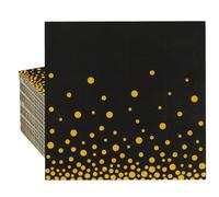 200 PCS Black and Gold Paper Napkins, Black Napkins Disposable with Gold Pattern Party Paper Napkins Guest Cocktail Napkins Bar Napkin for Wedding Birthday Bridal Graduation Party Decorations