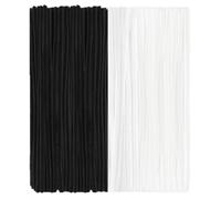 200 Pcs Black White Pipe Cleaners Craft, 2 Colors 11.8 inch Long Chenille Stems Bulk, Thick Fuzzy Pipe Cleaners for DIY Art Craft Project Supplies, Decorations and Gift (6 mm x 30 cm)