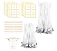 200 Pcs Candle Wicks 10cm 15cm Wicks For Candles with Candle Wick Holders Double Side Stickers for Making Home, Aromatherapy Candles, DIY Candles