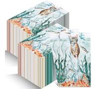 200 Pcs Cat Paper Napkins for Guest, 40 x 33 cm Disposable Hand Towels Bulk for Bathroom, 2 Ply Absorbent Square Nautical Dinner Lunch Napkin for Wedding Baby Shower Holiday Party Table Decoration
