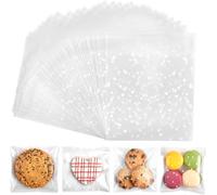 200 Pcs Cellophane Bags for Sweet, Self-adhesive Dot Opp Bag, Small Plastic Cookie Package for Wax Soap Jewellery, Clear Frosted Plastic for Food Chocolates Biscuit Candy (10 x 15 CM)