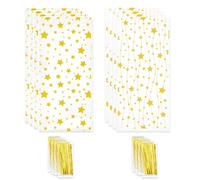 200 Pcs Cellophane Bags Small, 2 Star Shaped Styles Cookie Bags with 200 Twist for Biscuit, Candy Floss, Gift, Party(12.5 * 27cm)
