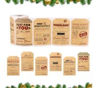 200 Pcs Christmas Labels - Xmas Name Tags & Gift Stickers by Santa Kraft Paper - Holiday Card Decor & Present Boxes