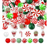 200 Pcs Christmas Wooden Beads Candy Cane Wood Beads Xmas Lollipop Candy Swirl Beads Red Green White 16 mm Round Craft Bead for DIY Garland Jewelry Making Party Home Holiday Tree Hanging (Candy)