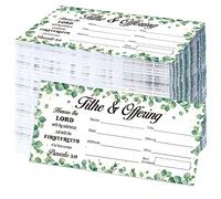 200 Pcs Church Offering Tithe Donation Envelopes Greenery Paper Tithes and Offering Bill Envelopes Eucalyptus Church Tithing Checks and Cash Envelopes for Christian Religious Occasions (200, Leaves)