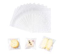 200 Pcs Clear Cellophane Bags, Cookie Bags Thickened Self Seal Cellophane Bags White Polka Dot Packaging Bag Plastic Small Sweet Bags for Bakery, Cookie, Candies, Gift (7 X 7+3cm)