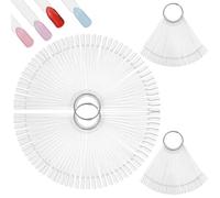 200 Pcs Clear Nail Swatch Sticks with Ring, Fan Shape Nail Color Swatches Nails Polish Display Sticks for Gel Polish, Color Practice, False Nails Samples Art Tips Swatch Board for Salon Home Use