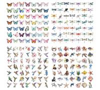 200 Pcs Clear PET Stickers - Watercolor Butterfly, Dragonfly, Hummingbirds & Sea Animals - 50 Unique Designs Per Theme - Aesthetic Stickers for Journals, Scrapbooks, Laptops & DIY Crafts