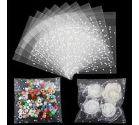200 Pcs Clear Plastic Bags Small Cellophane Bags White Polka Dot Packaging Bag Self-adhesive Small Gift Bags Clear Chocolate Treat Bags 10x10cm+3cm