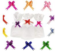 200 PCS Clear Resealable Flat Cello Bags, OPP Plastic Cellophane Storage Bags with Mix Colors Pull Bows for Sweet, Party, Gift, Home