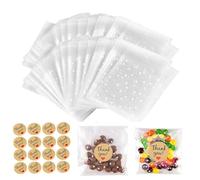 200 PCS Clear Self Sealing Cellophane Bags, Self-adhesive Dot Opp Bags, Cookie Bags Resealable Cellophane Bag for Packaging Cookies, Candy with 204 PCS Thank You Stickers for Gift Giving(10 x 15 CM)