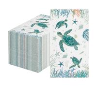 200 Pcs Coastal Turtle Paper Napkins Disposable Under the Sea Party Napkins Ocean Green Sea Turtles Decorative Napkins Nautical Paper Guest Towels for Bathroom Beach Summer Birthday Party Decorations