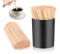 200 PCS Coffee Stirrer and Holder Set Wooden Coffee Stir Sticks 5.5 Inch Disposable Drink Stirrers Beverage Stirrer Sticks for Coffee (Wood & Black, 5.5 Inch Coffee Stirrers)