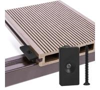 200 pcs Composite Decking T- Clips, 6mm WPC T Clips, Decking Clips Plastic Fixings, Hidden Deck Fasteners Board Clips with Stainless Steel Screws, Black (Size: 34x18x10mm, Base Width: 5mm)